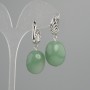 Earrings Jade tumbled 19×14 mm, length approximately 40 mm, silver-colored metal