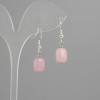 Earrings Pink Quartz Barrel 11×9 mm ±, length 30 mm ±, silver-toned metal