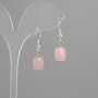 Earrings Pink Quartz Barrel 11×9 mm ±, length 30 mm ±, silver-toned metal