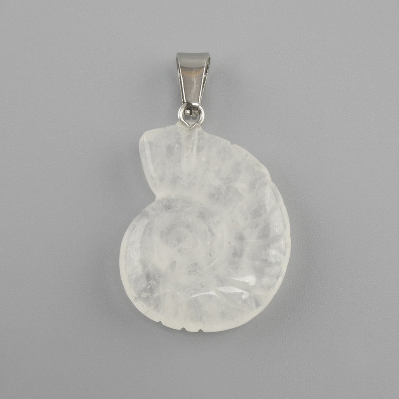 Pendant 'Snail' Rock Crystal 20x27x35mm+