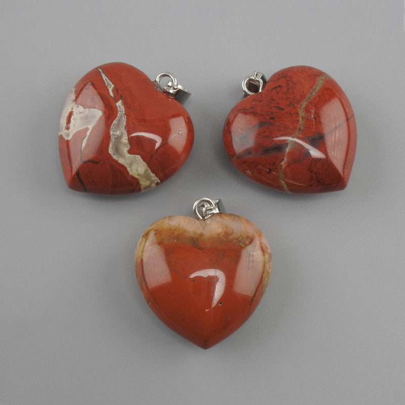 Heart-shaped Pendant with Red Jasper 20x20x28 mm+
