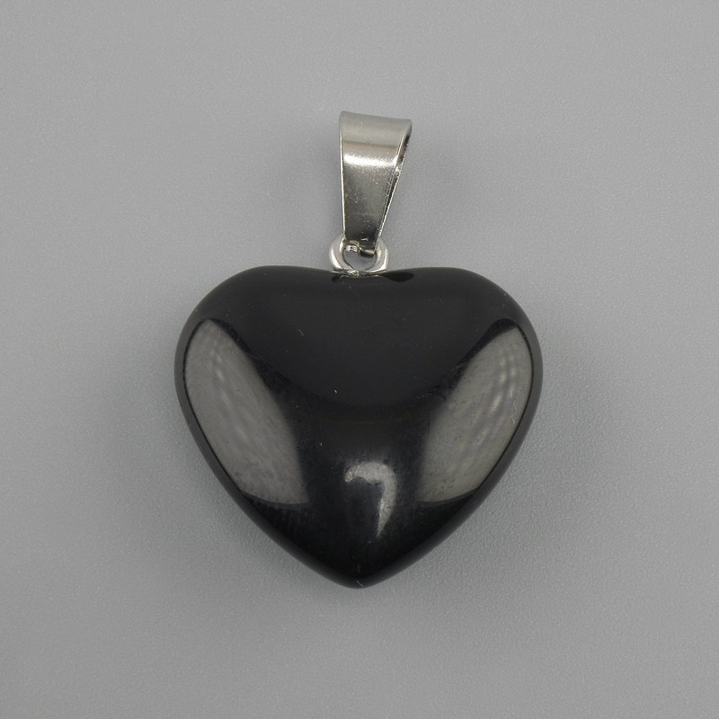 Heart Pendant from Black Agate 20×20×28 mm+
