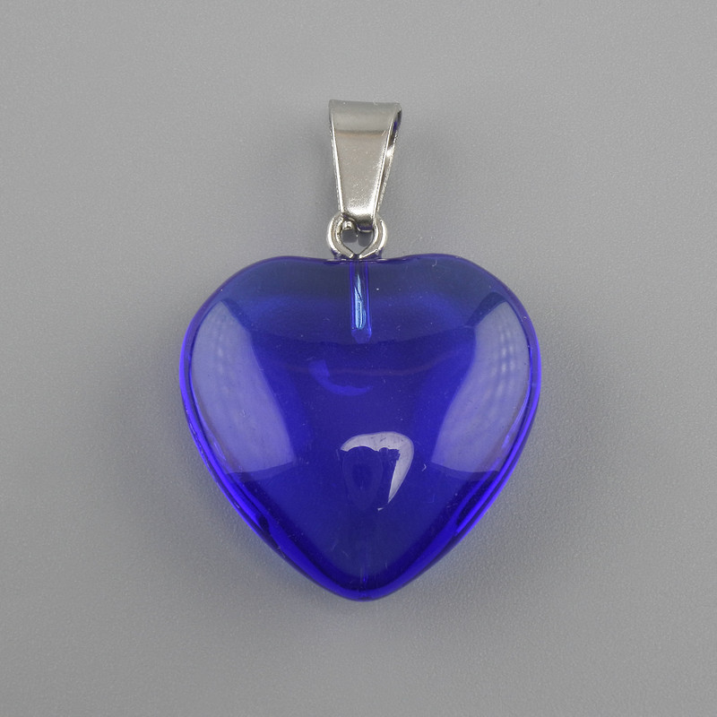 Heart Pendant, tinted glass, 20x20x6x30 mm+