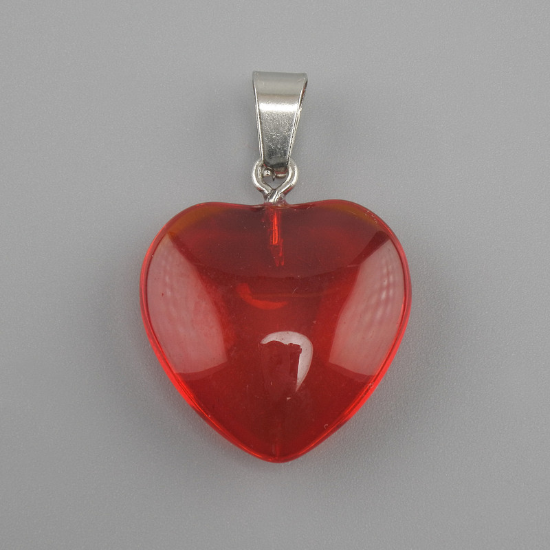 Heart-Shaped Pendant with Tinted Glass, 20x20x6x30 mm+