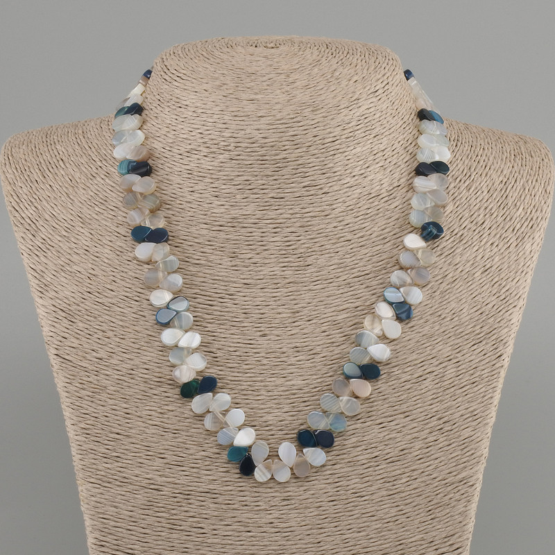 Agate Drop Necklace, 8.5×6 mm stones, length 45 mm, with clasp