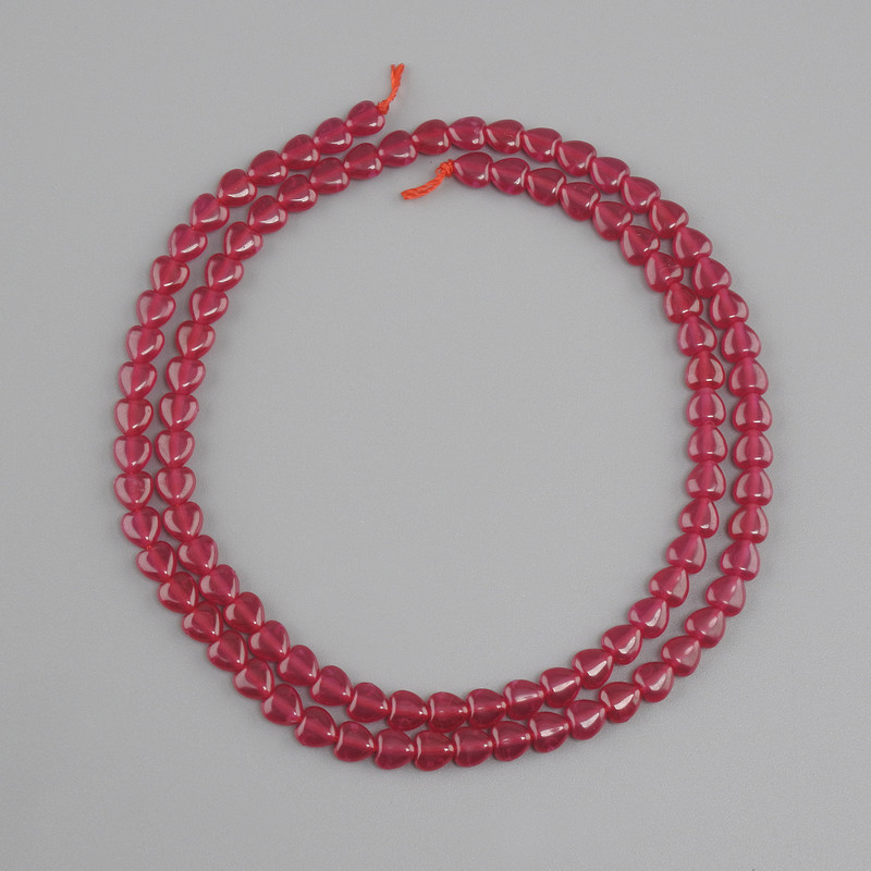 Ruby Beads (Corundum) Heart, 4 mm diameter ±, cord length 39 cm ±