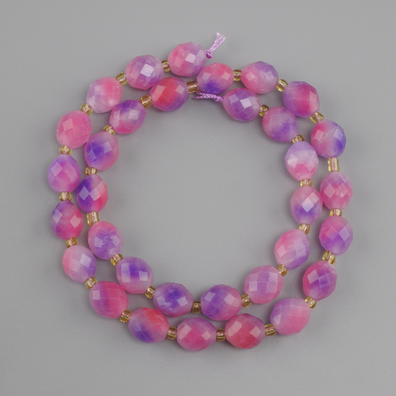 Tourmaline faceted bead pearls, diameter 10x9mm, with 3mm+ seed beads, thread length 39cm+