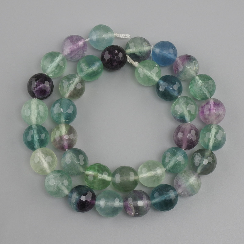 Fluorite Beads Faceted Round 12mm, 39 cm length