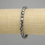 Hematite Bead Bracelet, Faceted Round Beads 6 mm, Stretch Length 18 cm ±