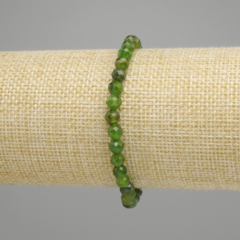Diopside Bracelet Faceted Bead, diameter 5mm, length 18cm, stretch