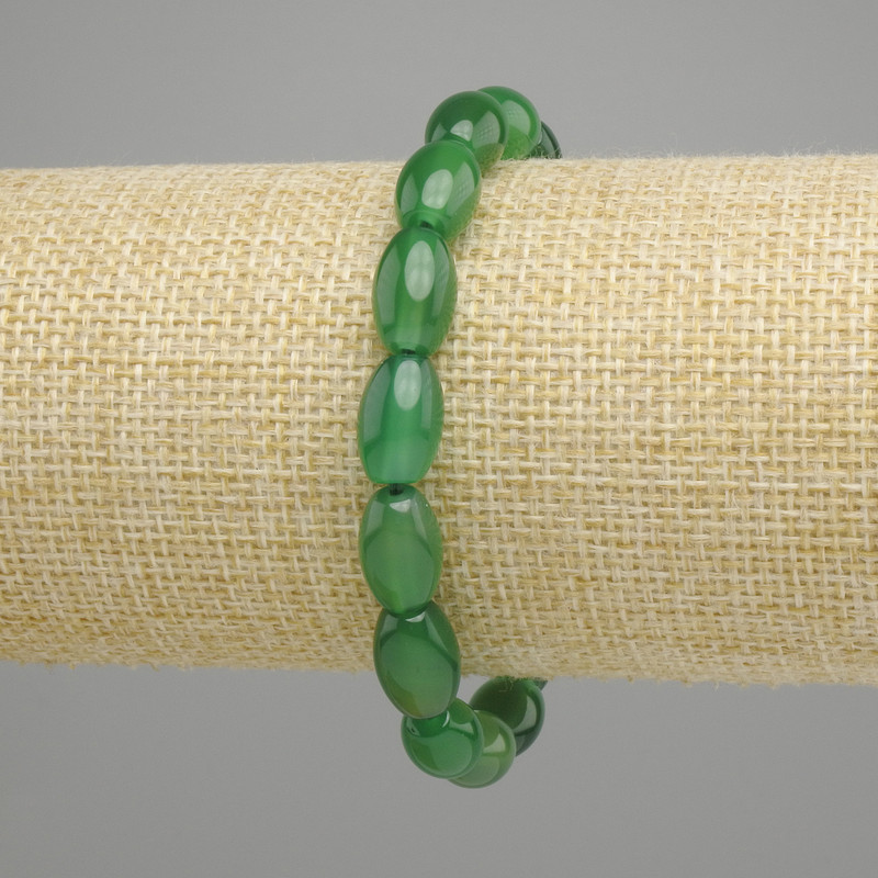 Agate Bead Bracelet, grain shape, 12×8mm, ± diameter, length 18cm ± stretch