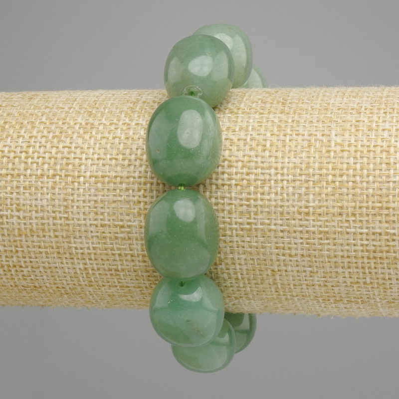 Jade Bracelet Bead, oval faceted, 20x15 mm, flexible 18 cm