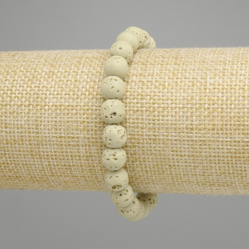 Lava Bracelet Smooth Bead, 8mm diameter+, stretchy 18 cm length