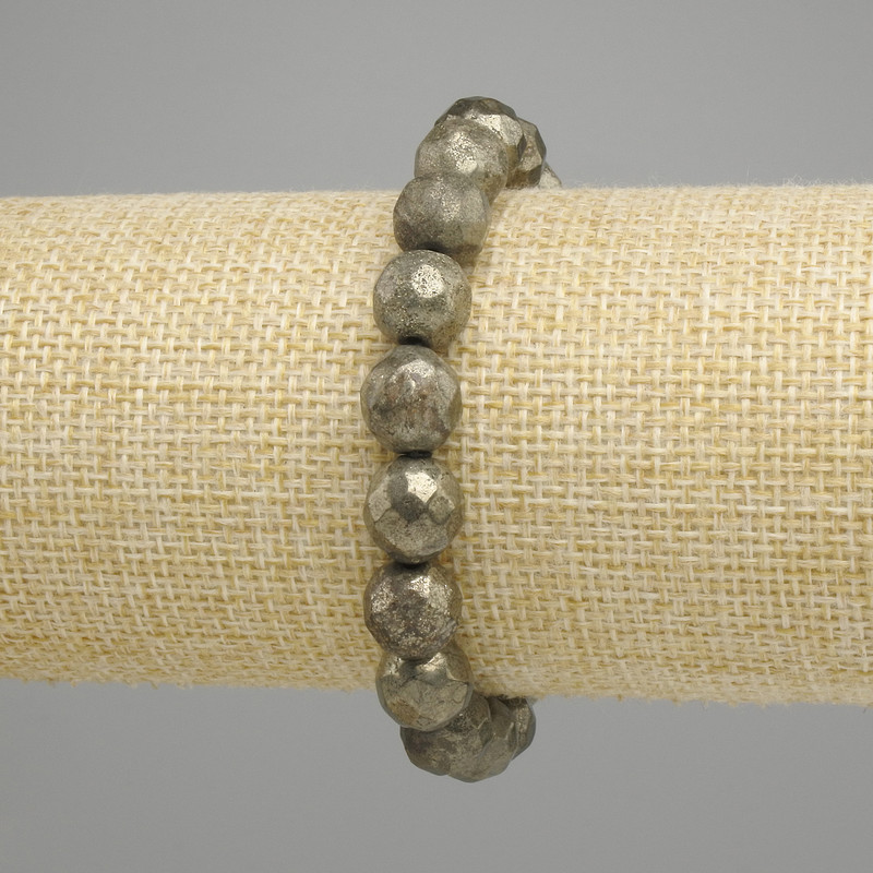 Pyrite Bead-cut Sphere Bracelet, diameter 10mm±, length 18cm± stretch
