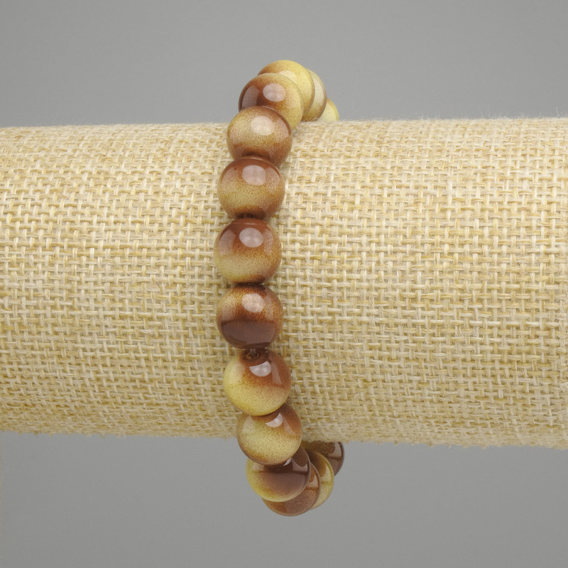 Tiger's Eye Bracelet (single) smooth bead, diameter 10mm, length 18cm, stretch