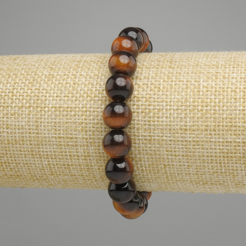 Tiger's Eye Bracelet (individual) smooth beads, diameter 10mm±, length 18cm± stretch