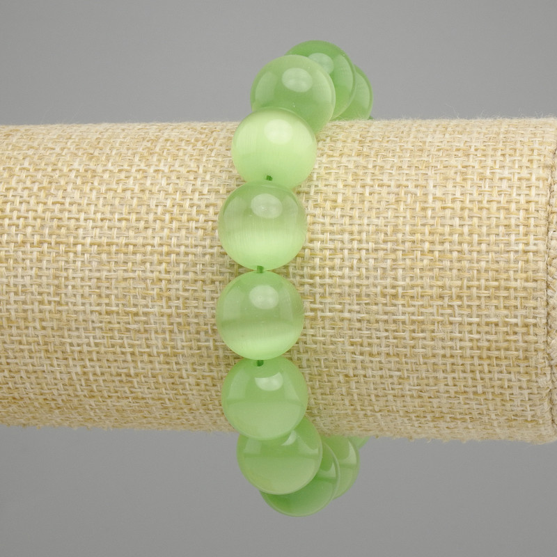 Cat's Eye Bead Bracelet smooth sphere, diameter 13.5 mm±, length 18 cm± stretch