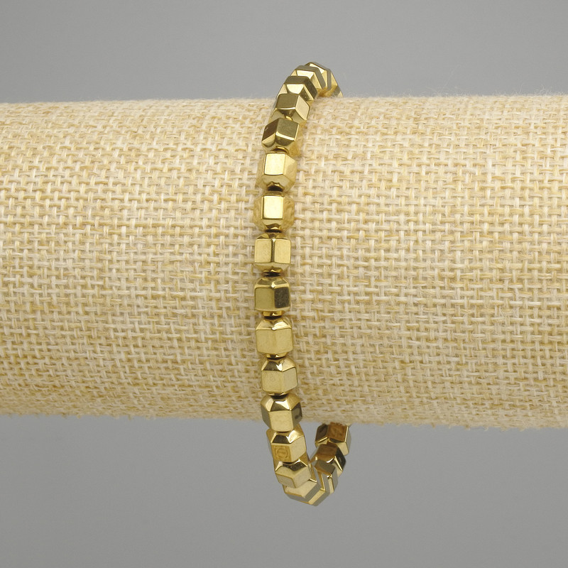 Hematite Bracelet Faceted 6x5, 5mm+- golden color, length 18cm +- stretch
