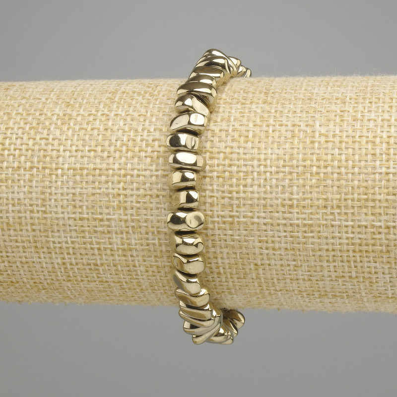 Hematite Bead Bracelet 8-9×3.5-4 mm, golden color, 18 cm length, stretch