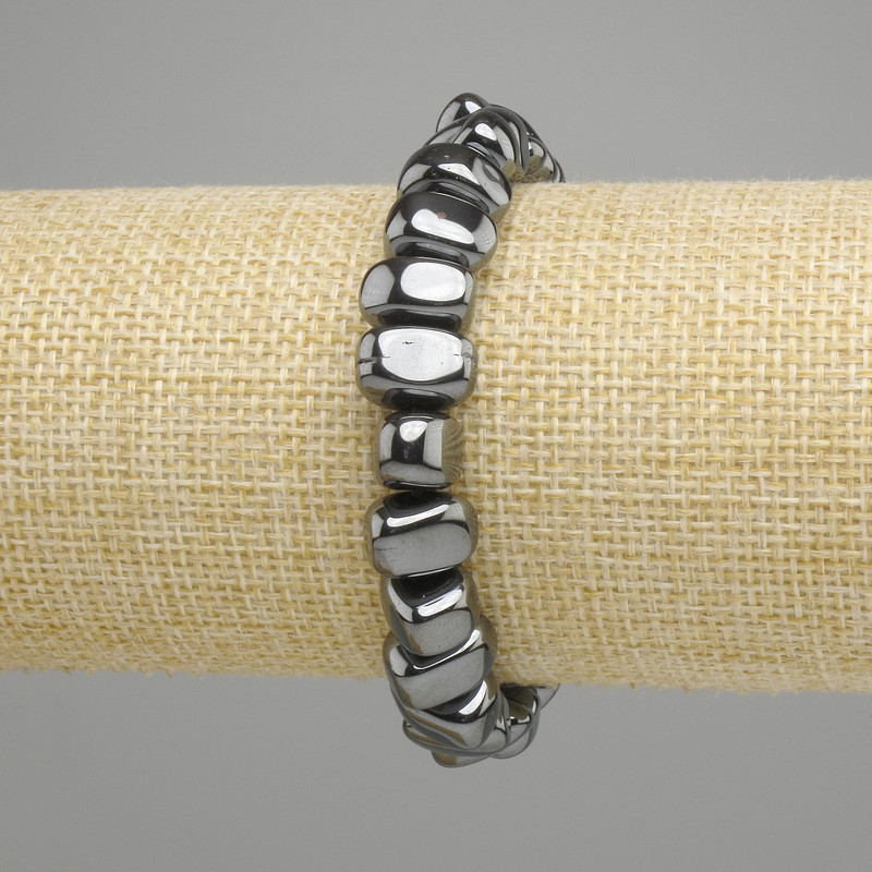 Hematite Rolled Bead Bracelet 12×7 mm ±, length 18 cm ± stretch