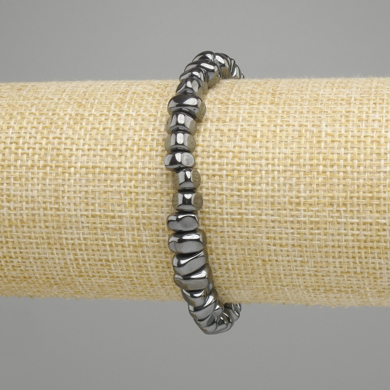 Hematite Bead Bracelet 5-8 mm, 5x4.5 mm ±, length 18 cm ±, stretch