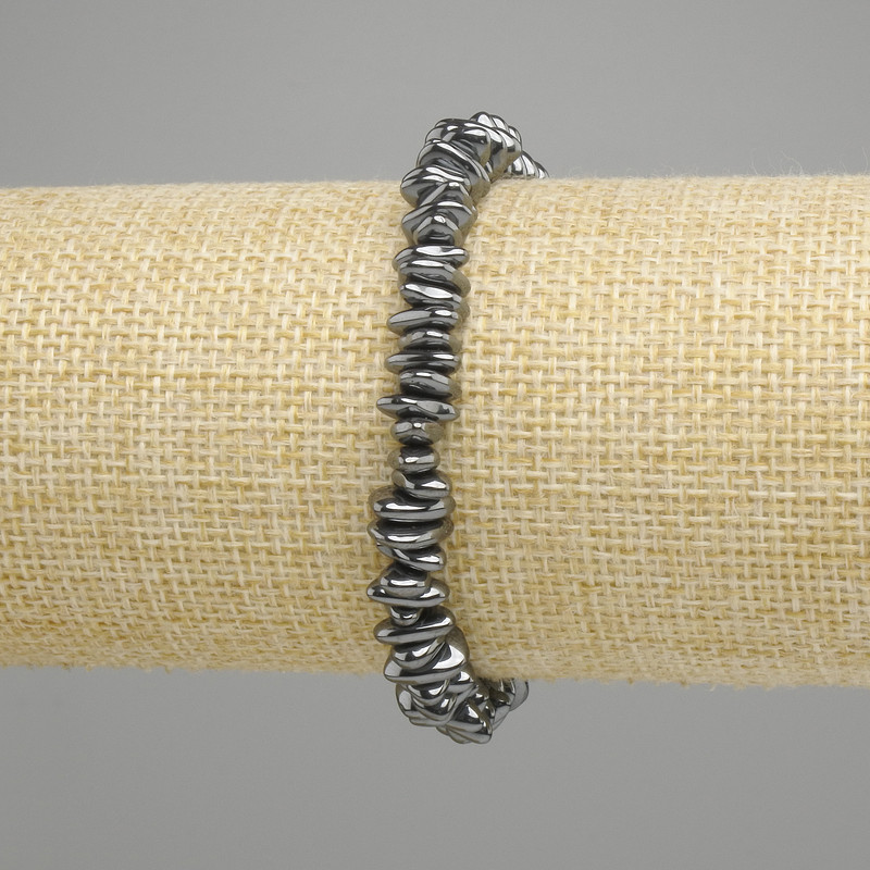 Hematite Chip Stretch Bracelet 5-8, 5x2-2, 5mm ±, length 18cm ±