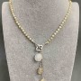 Beige Madre Pearl Necklace with Rondelles, 4x3mm +- Hematite 2x2mm +- with pendants, length 41cm + Toggle