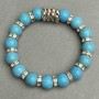 Turquoise Bead Bracelet on Elastic, Ø 10(+/-)mm, length 18cm with inlays