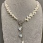 Ribbon River Pearls Necklace with Oval Butterfly, diameter 6.5-7.5×4.5-5mm± with pendants, length 41 cm + toggle