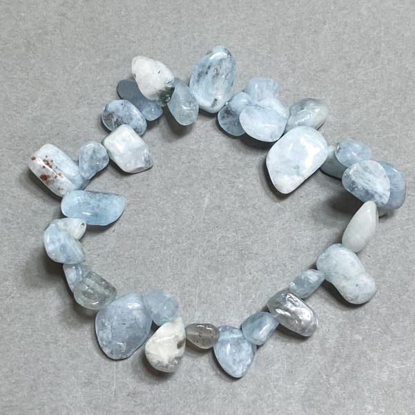 Aquamarine Bead Bracelet faceted 7-12×9-14mm +-, length 18cm ± stretch
