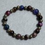 Rhodonite, Tiger's Eye and Cat's Eye Bead Bracelet with Pyrite accents, 8mm beads +/- 18cm length +/- stretch