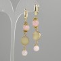 Earrings Rose Quartz with druzy, smooth beads diameter 8mm±-10mm±, druzy diameter 14mm, length 68mm