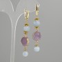 Aquamarine Earrings with Smooth Beads, 8mm± diameter beads, 14mm nugget, length 68mm