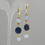 Aquamarine Earrings with a smooth bead, diameter 8–10 mm, druzy, diameter 14 mm, length 68 mm