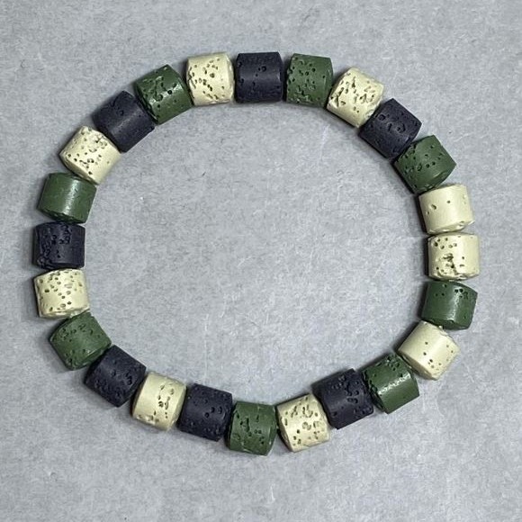Bracelet Lava Cylinder 8x8mm+-, length 18cm +- Stretch