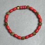 Bracelet Coral Barilo 7x5mm+- Hematite Faceted 6mm+-, length 18cm +- stretch