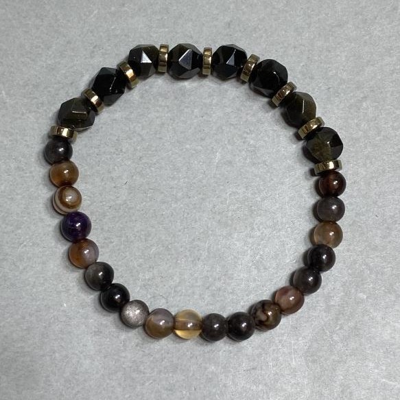 Agate Bead Bracelet 6mm+- Sunstone Multicolor 7mm+-, length 18cm +- stretch