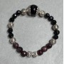 Agate and Garnet Bracelet, faceted beads 6mm / 14mm bead, stretchy 18 cm length