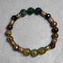Agate Beaded Sphere Bracelet 9.5mm+- Jasper Multisided 9mm+- Tiger's Eye Beaded Sphere 8mm+-, length 18cm +- stretch
