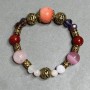 Bracelet Assorted Pink Quartz Bead 12mm+- Coral 14mm+- Jasper Bead 10mm+-, length 18cm +- stretch