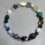 Bracelet Assortment Agate Malachite Bead 8mm+- Citrine Cube 5mm+-8mm+-, length 18cm +- stretch