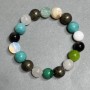 Bracelet Assorted Aquamarine, Mother-of-P pearl, Malachite Bead 10mm+, length 18cm +-, stretch