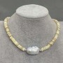 Choker with Shells Scarfarca Rondelle 6x2mm+- Baroque Pearl 26x17mm, length 37cm + 5cm chain
