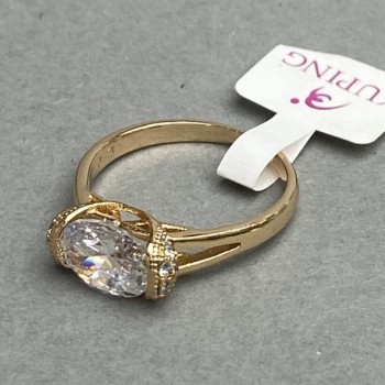 Xuping Ring in Gold Color with White Stone, size 16, 17