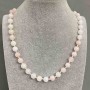 Morganite Necklace Smooth Bead 8mm +-, length 45cm +-with clasp