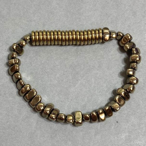 Hematite Rondelle Beaded Stretch Bracelet 8x2mm+- with faceted 9x4mm elements, length 18cm +-