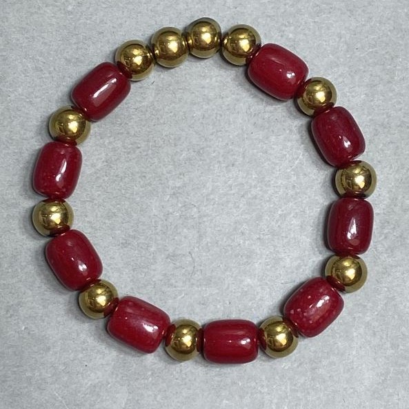 Turquoise? Wait: Actually gemstone is Turmaline barrel 11x9 mm + Hematite bead 8 mm +-, length 18 cm +- stretch