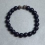Bracelet Lava bead 10mm+- with metal inlay, length 20cm +- stretch