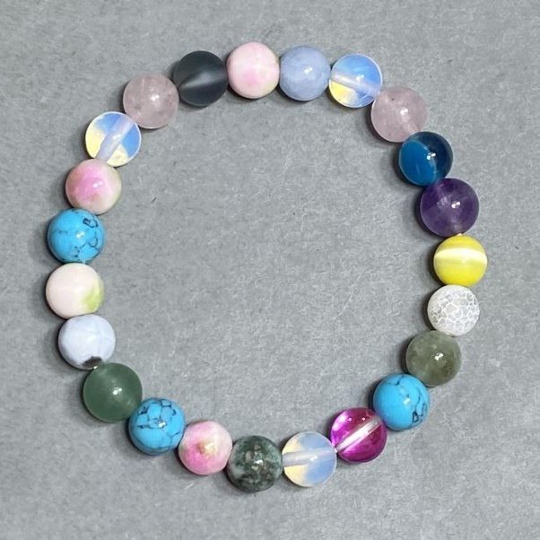 Opal glass Agate Turquoise Bead Bracelet 8mm+-, length 18cm +- stretch