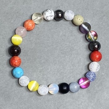 Opal Glass Bead Agate Coral Ball Bracelet 8mm +-, length 18cm +-/ stretch